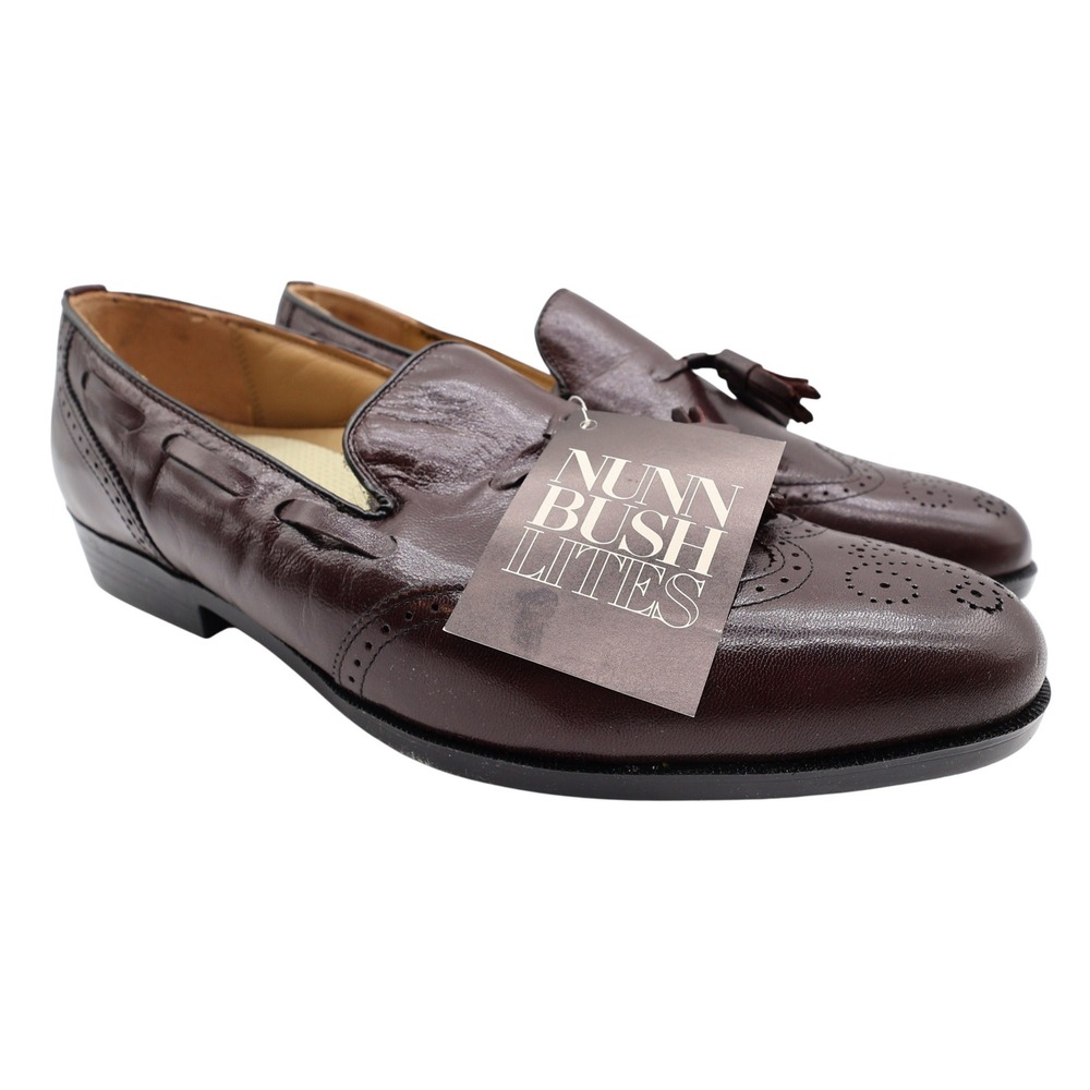 Nunn Bush Lites Tassel Loafers Mens 11 M Vintage Burgundy Leather Wingtip 73926